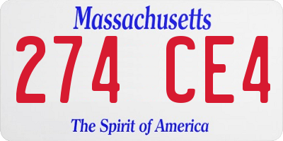 MA license plate 274CE4