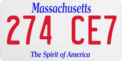 MA license plate 274CE7