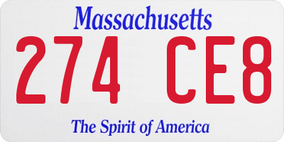 MA license plate 274CE8
