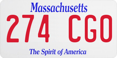 MA license plate 274CG0