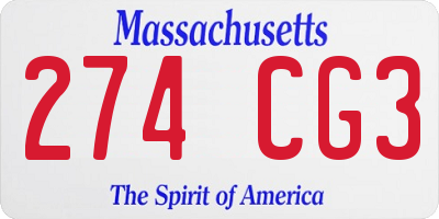 MA license plate 274CG3