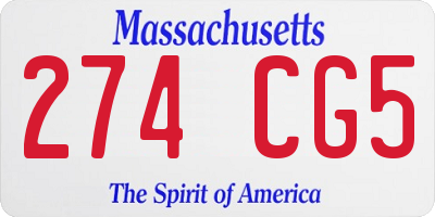 MA license plate 274CG5