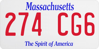 MA license plate 274CG6