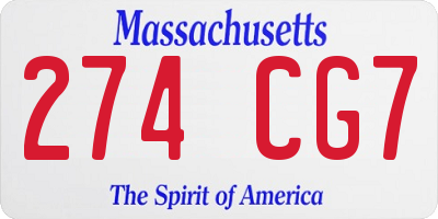 MA license plate 274CG7