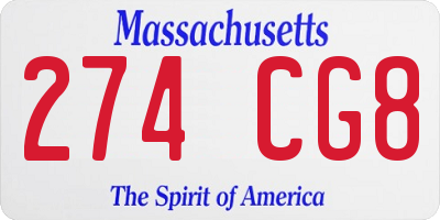 MA license plate 274CG8