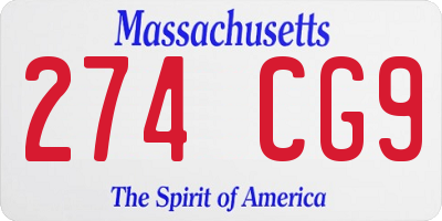 MA license plate 274CG9