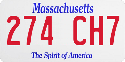 MA license plate 274CH7
