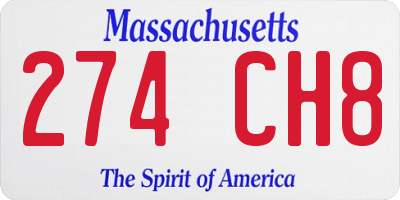 MA license plate 274CH8