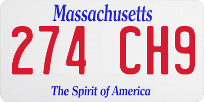 MA license plate 274CH9
