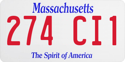 MA license plate 274CI1