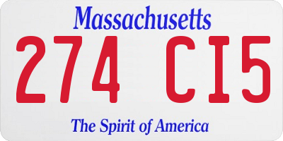 MA license plate 274CI5