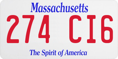 MA license plate 274CI6