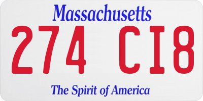MA license plate 274CI8