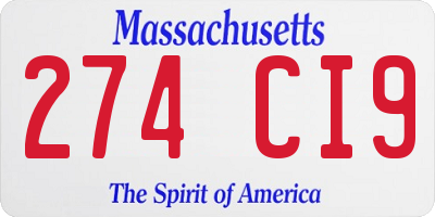 MA license plate 274CI9