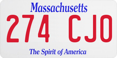 MA license plate 274CJ0