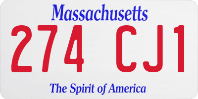 MA license plate 274CJ1