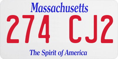 MA license plate 274CJ2