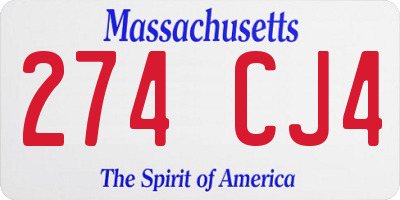 MA license plate 274CJ4