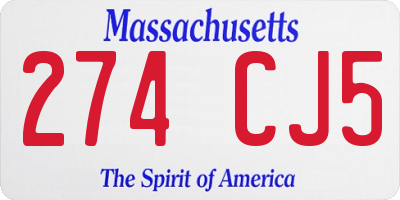 MA license plate 274CJ5