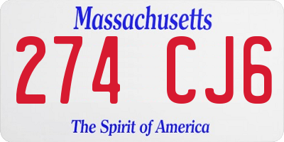 MA license plate 274CJ6