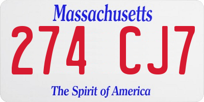 MA license plate 274CJ7