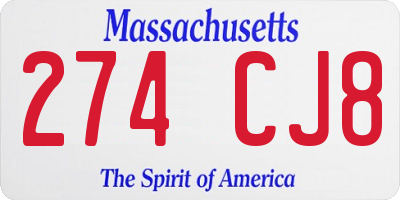 MA license plate 274CJ8