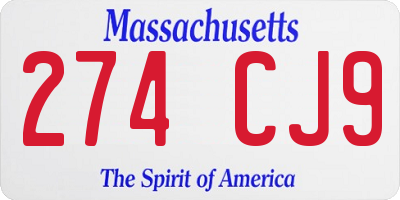 MA license plate 274CJ9