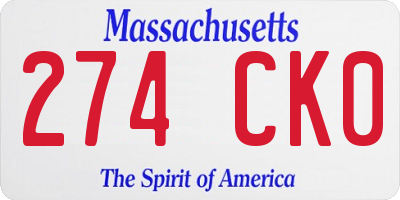 MA license plate 274CK0