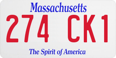 MA license plate 274CK1