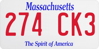 MA license plate 274CK3