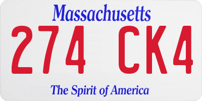 MA license plate 274CK4