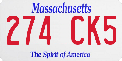 MA license plate 274CK5