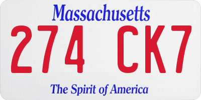 MA license plate 274CK7