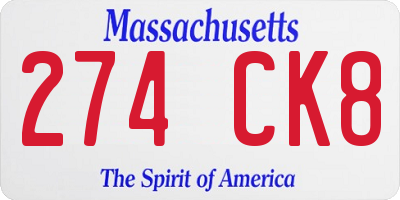 MA license plate 274CK8