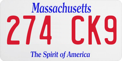 MA license plate 274CK9