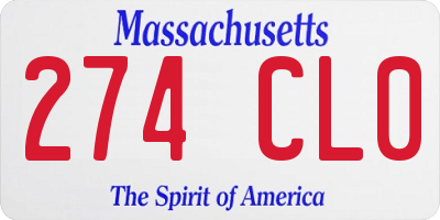 MA license plate 274CL0
