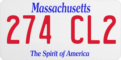 MA license plate 274CL2