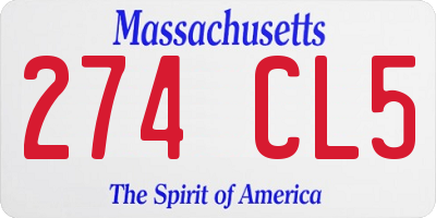 MA license plate 274CL5