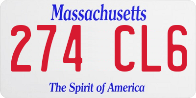 MA license plate 274CL6