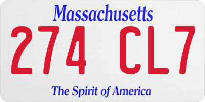 MA license plate 274CL7