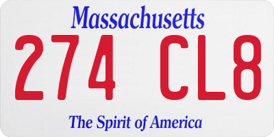 MA license plate 274CL8
