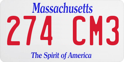 MA license plate 274CM3
