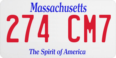 MA license plate 274CM7