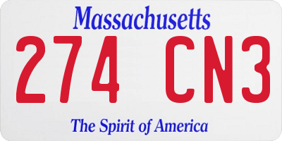 MA license plate 274CN3
