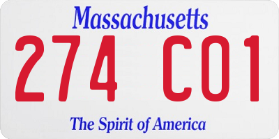 MA license plate 274CO1