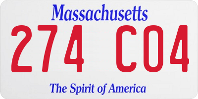 MA license plate 274CO4