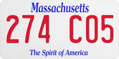 MA license plate 274CO5