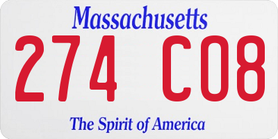 MA license plate 274CO8