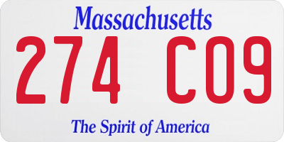 MA license plate 274CO9