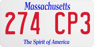 MA license plate 274CP3